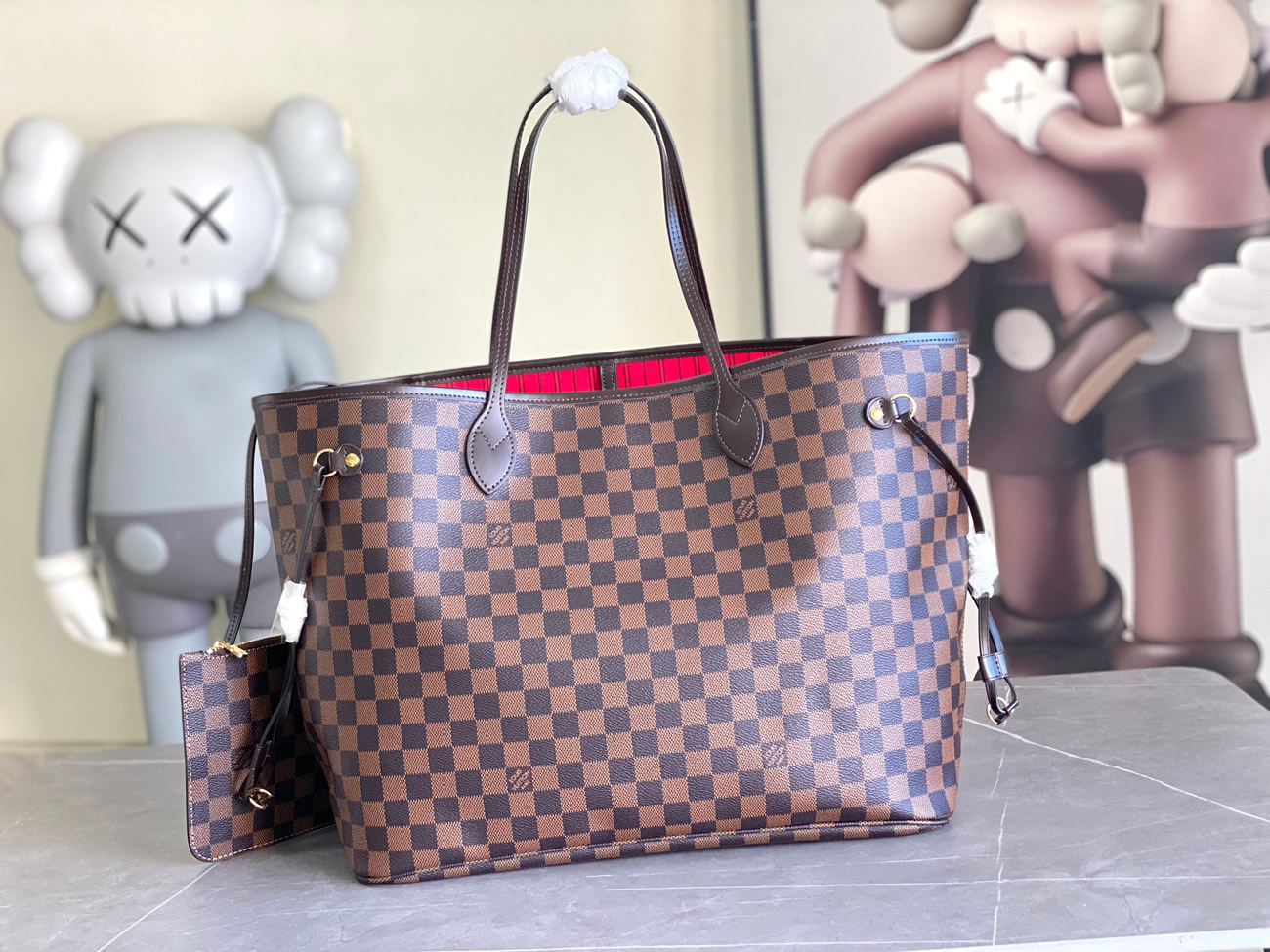 Louis Vuitton Neverfull Mm Damier Ebene Canvas With Cherry Lining N40599 (6) - www.newkick.vip Louis Vuitton Neverfull Mm Damier Ebene Canvas With Cherry Lining N40599 (6) - www.newkick.vip