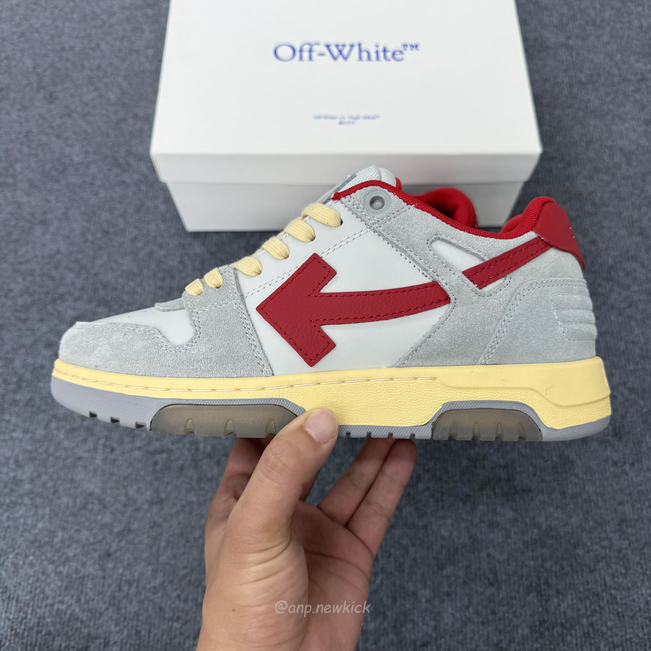 Off White Out Of Office Ooo Low Tops Light Grey Red Omia189s24lea0110525 (10) - www.newkick.vip