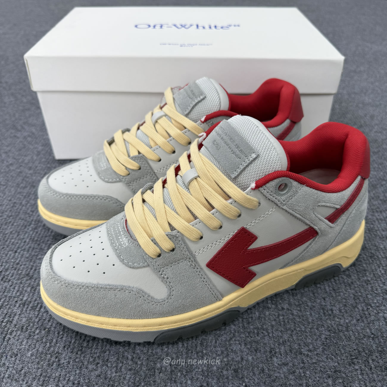 Off White Out Of Office Ooo Low Tops Light Grey Red Omia189s24lea0110525 (4) - www.newkick.vip