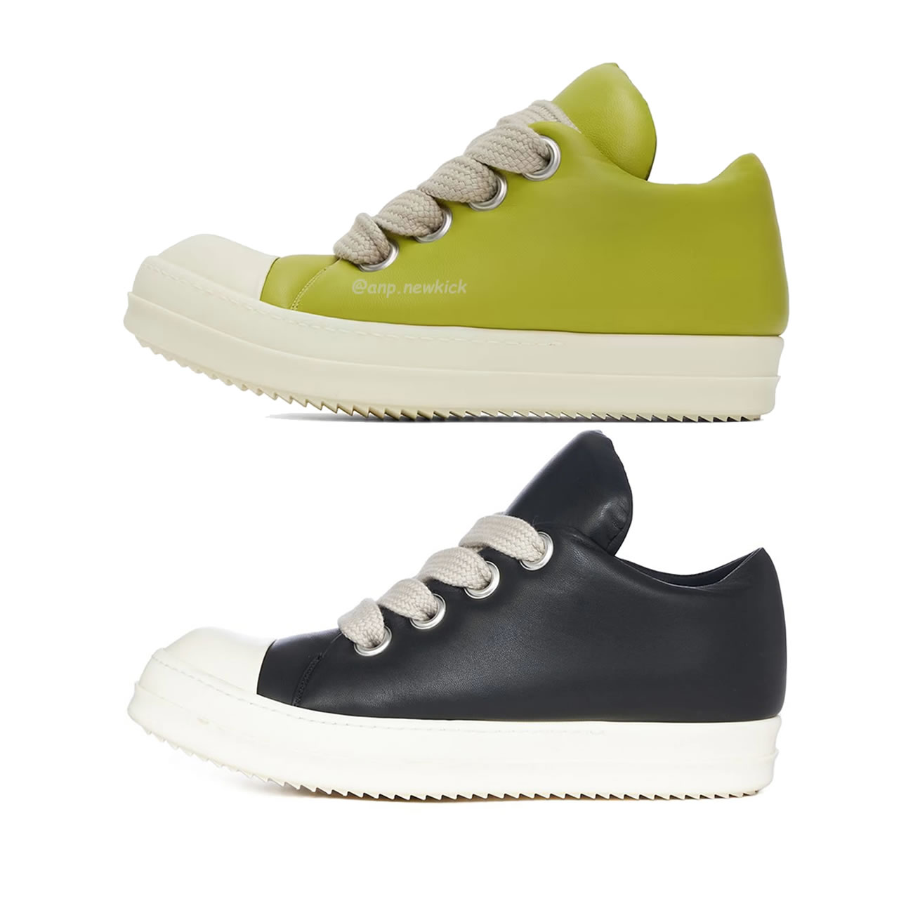 Rick Owens Jumbo Lace Padded Sneaks Low Black Acid Milk Ru02c7893 (20) - www.newkick.vip