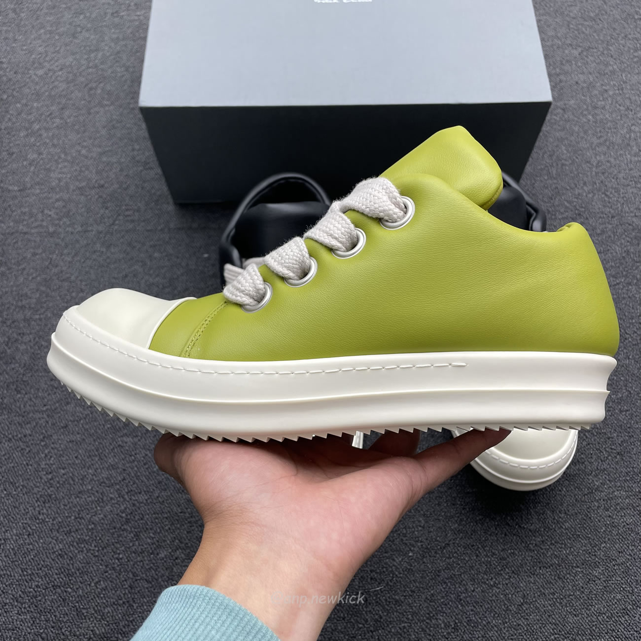 Rick Owens Jumbo Lace Padded Sneaks Low Black Acid Milk Ru02c7893 (5) - www.newkick.vip