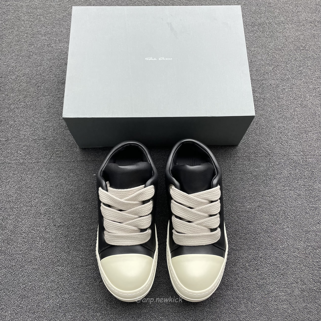 Rick Owens Jumbo Lace Padded Sneaks Low Black Acid Milk Ru02c7893 (8) - www.newkick.vip