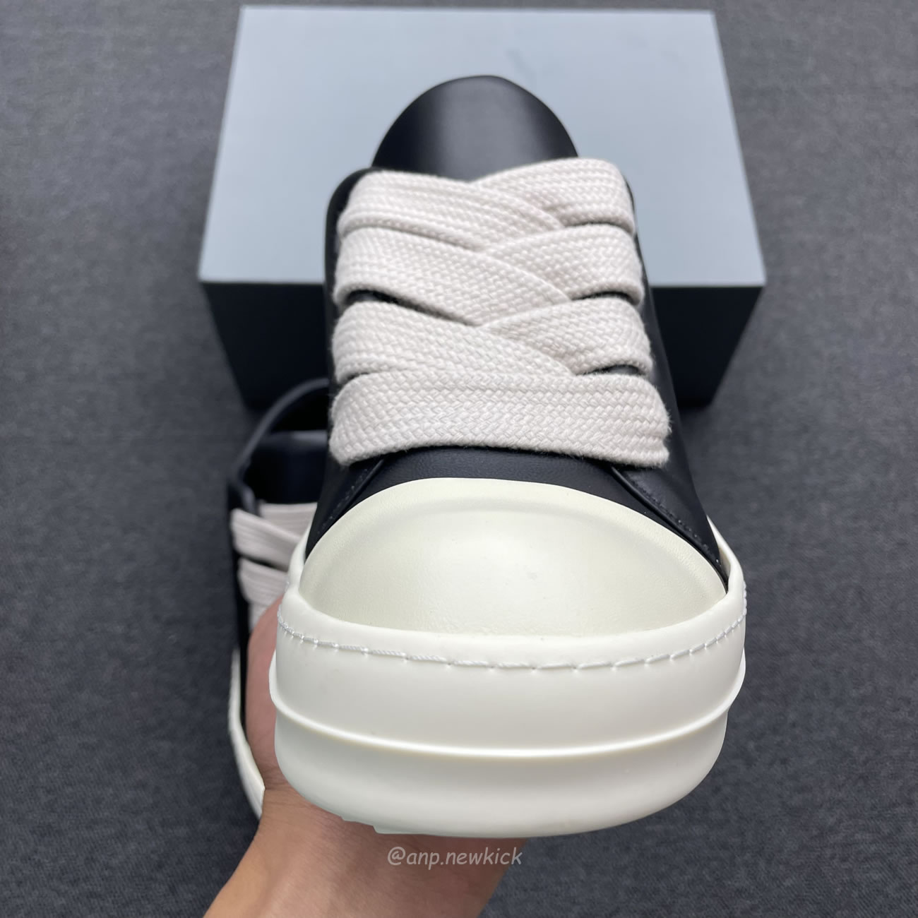 Rick Owens Jumbo Lace Padded Sneaks Low Black Acid Milk Ru02c7893 (9) - www.newkick.vip