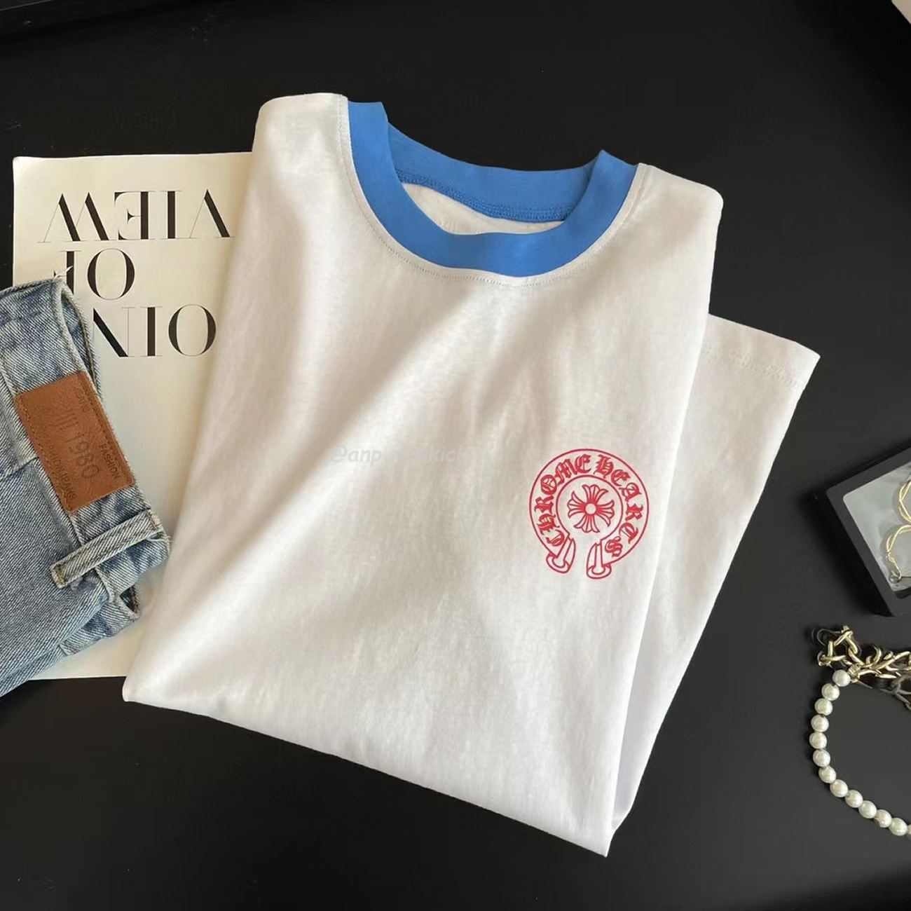 Chrome Hearts Horseshoe Logo Vintage White Short Sleeve Tee (5) - www.newkick.vip