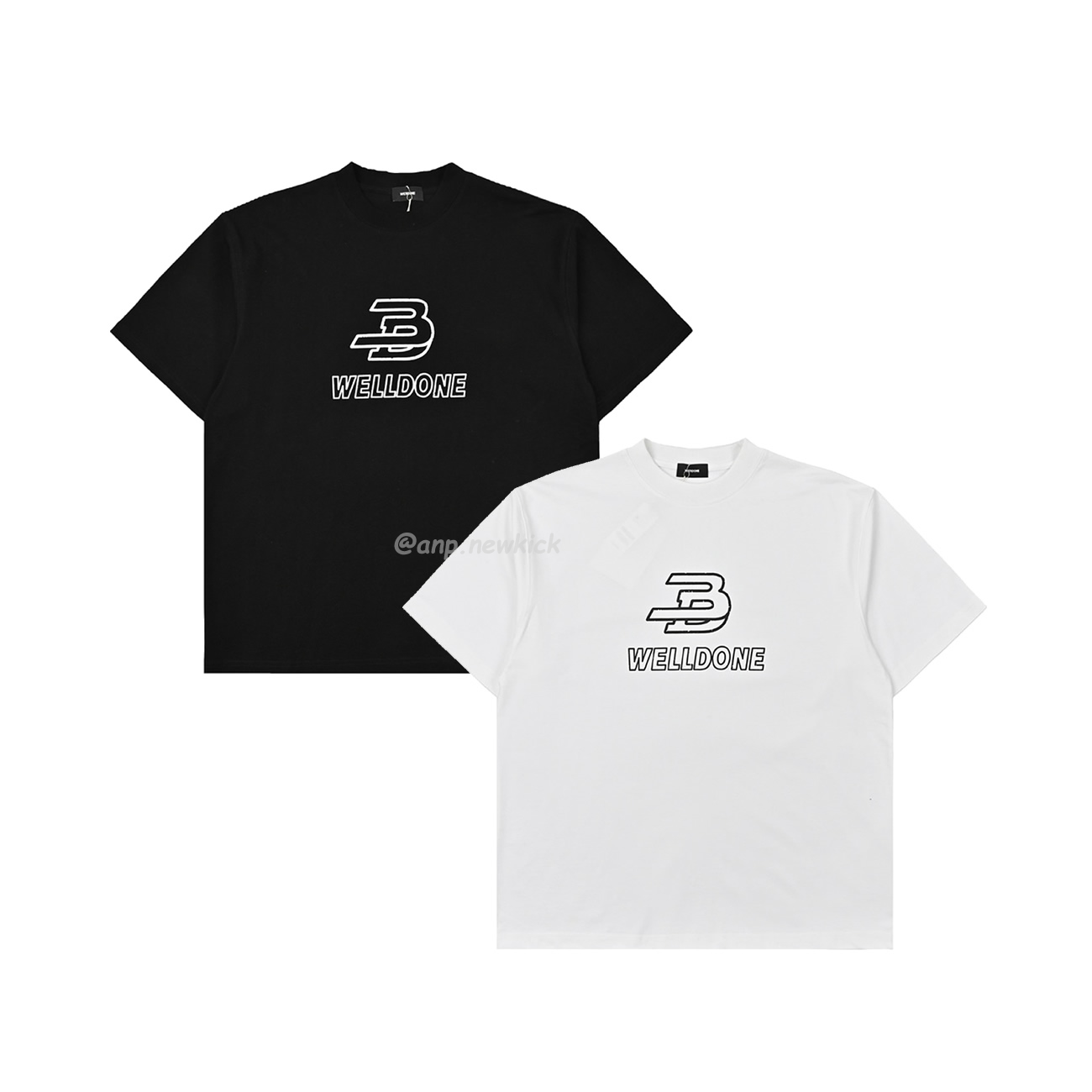 Welldone Letter Printing Black White T Shirt (1) - www.newkick.vip