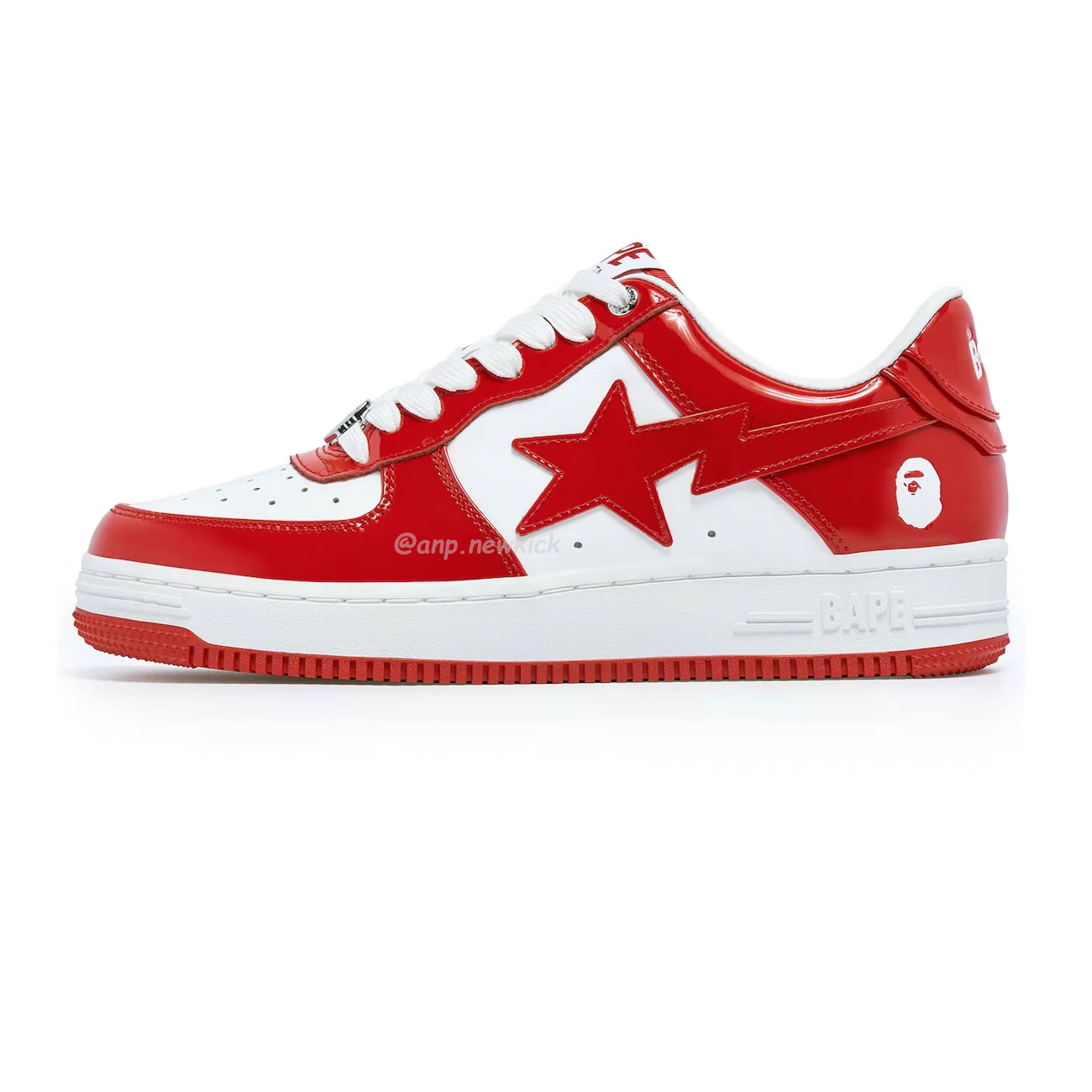 A Bathing Ape Bape Sta Patent Leather White Red 1i70 291 021 (0) - www.newkick.vip