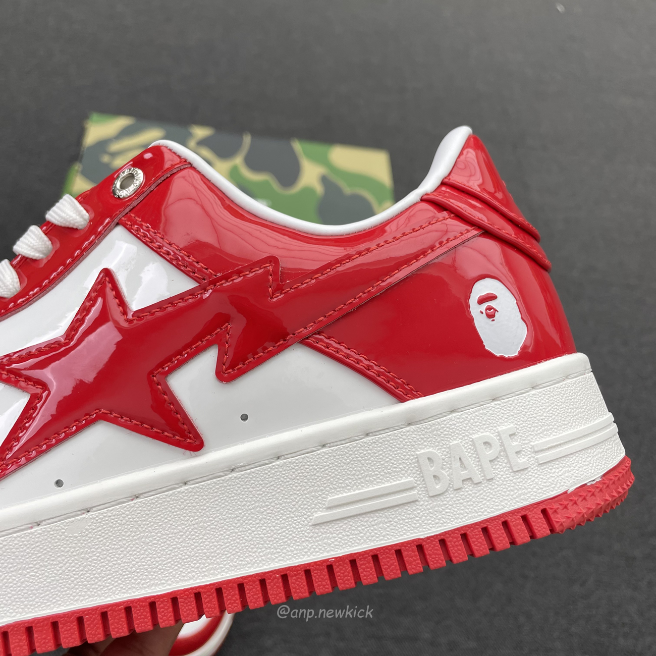 A Bathing Ape Bape Sta Patent Leather White Red 1i70 291 021 (10) - www.newkick.vip