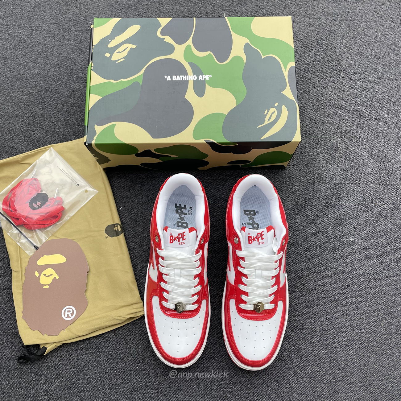 A Bathing Ape Bape Sta Patent Leather White Red 1i70 291 021 (11) - www.newkick.vip
