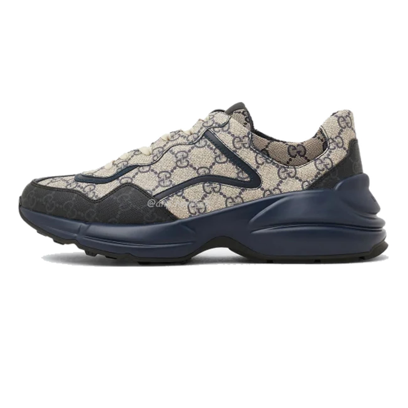 Gucci Blue Rhyton Gg Print Leather And Canvas Sneakers (1) - www.newkick.vip Gucci Blue Rhyton Gg Print Leather And Canvas Sneakers (1) - www.newkick.vip