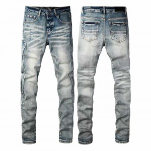 AMIRI Jeans men Fashion Patch Repair Low Rise Skinny Denim