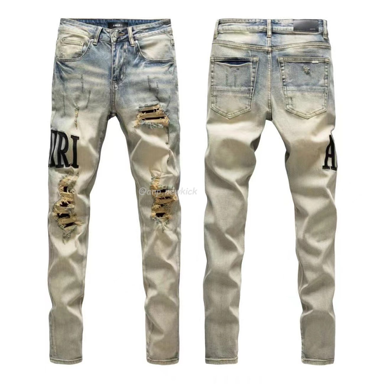 AMIRI jeans Men letters trousers Repair Low Rise Skinny