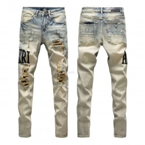 AMIRI jeans Men letters trousers Repair Low Rise Skinny