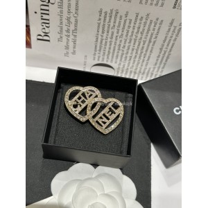 Chanel Double Heart Gold Brooch