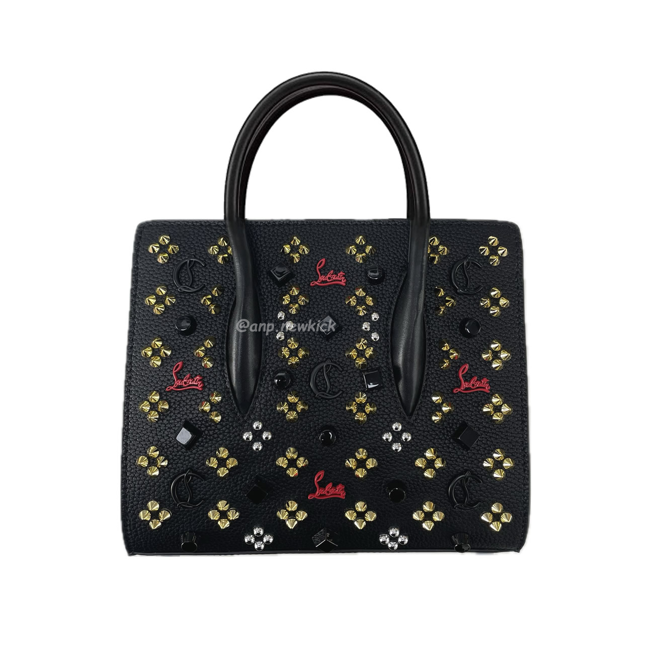 Christian Louboutin Black Red Leather Mini Studded Paloma Tote