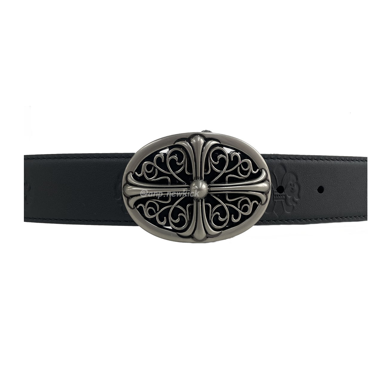 Chrome Hearts Classic Oval Cross Leather Belt Black