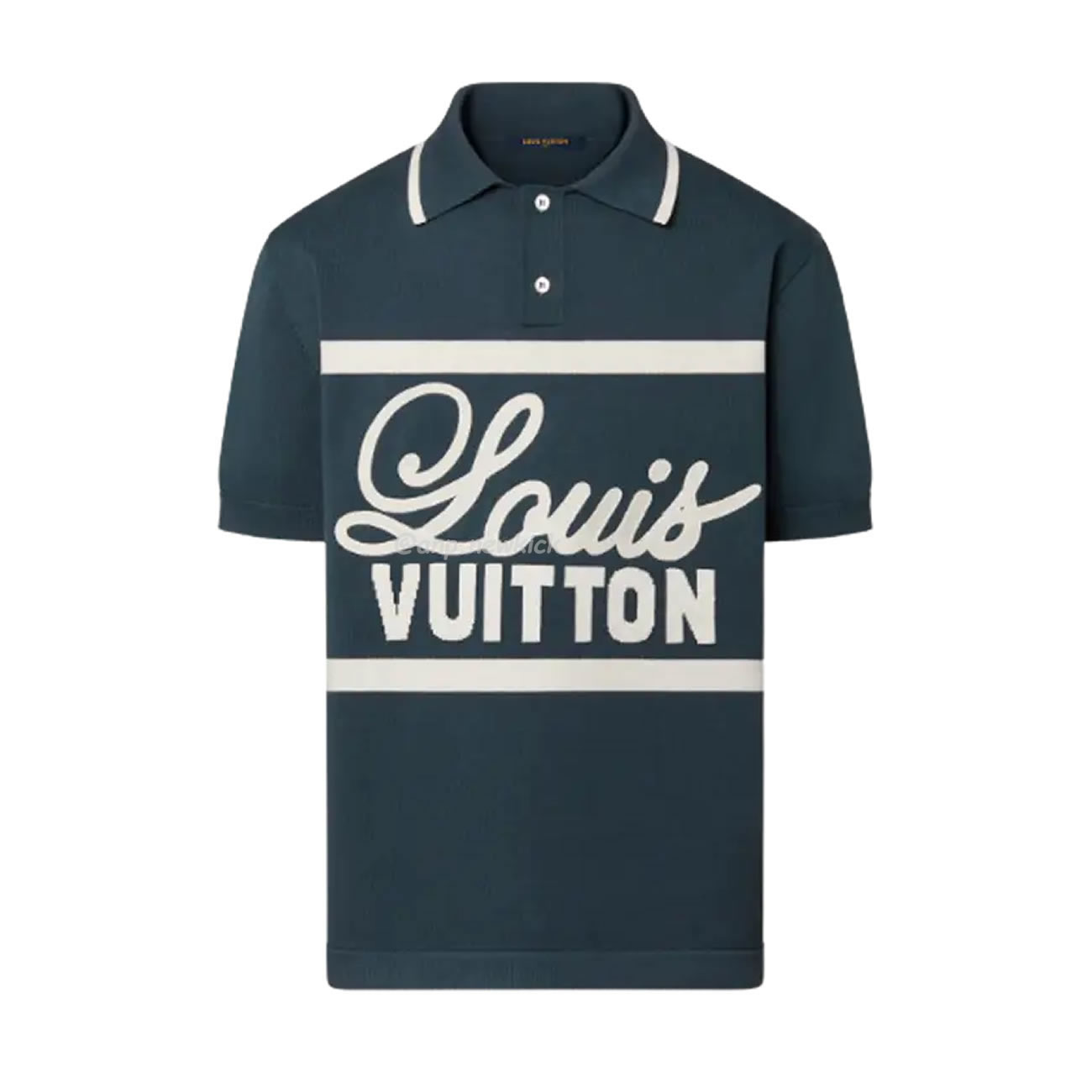 Louis Vuitton Green Polo T-Shirt with White Embroidered