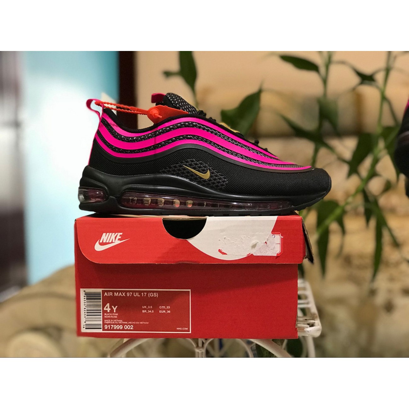 Wmns Nike Air Max 97 ULTRA Black Pink Bullet 917999-002