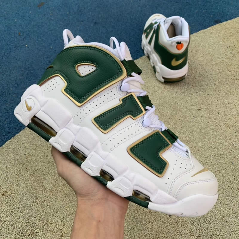 nike air more uptempo 96 shoes atlanta green white gold aj3139-100 detail pic