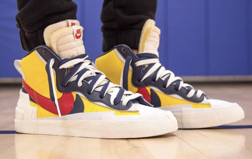 Sacai Nike Blazer Mid On Feet Navy Blue Bv0072 001 Yellow Bv0072 700 (1) - www.newkick.vip