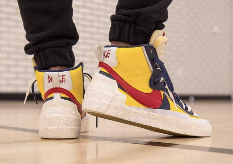 Sacai Nike Blazer Mid On Feet Navy Blue Bv0072 001 Yellow Bv0072 700 (2) - www.newkick.vip
