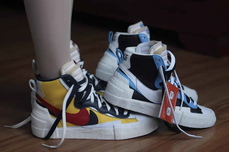Sacai Nike Blazer Mid On Feet Navy Blue Bv0072 001 Yellow Bv0072 700 (3) - www.newkick.vip