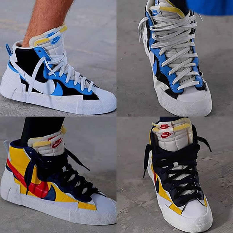 Sacai Nike Blazer Mid On Feet Navy Blue Bv0072 001 Yellow Bv0072 700 (4) - www.newkick.vip